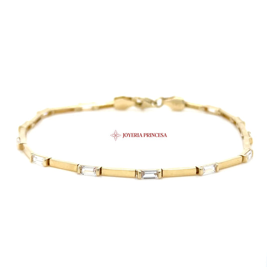 14K Gold Baguette Link Bracelet