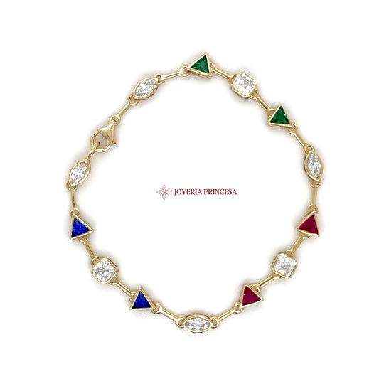 14K Gold Multicolor Gemstone Bracelet