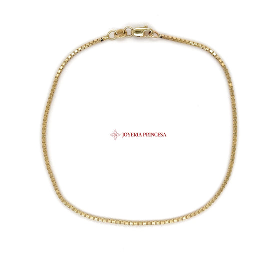 14K Gold Box Link Bracelet