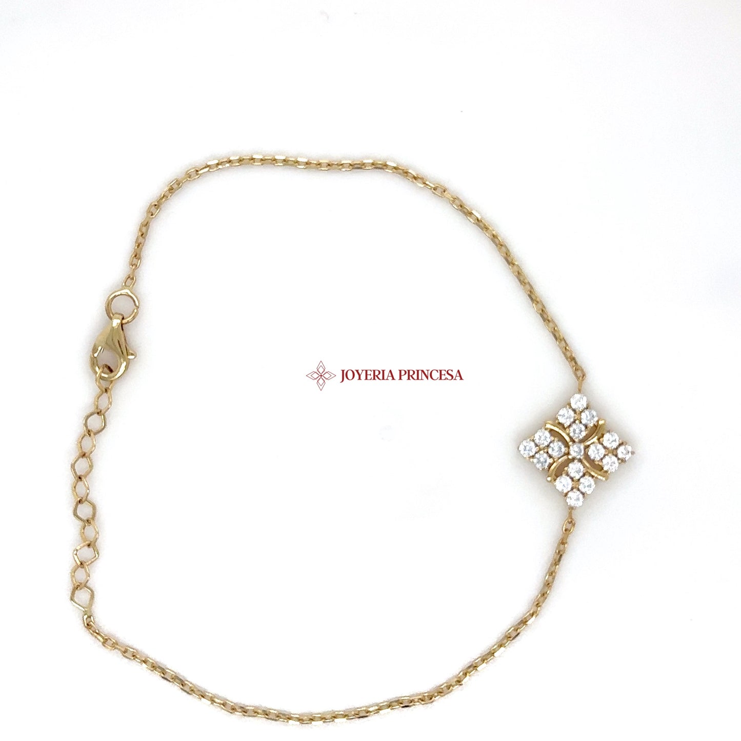 14K Gold Floral Diamond Cluster Bracelet