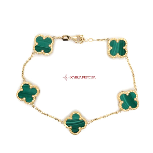 14K Green Malachite Charm Bracelet