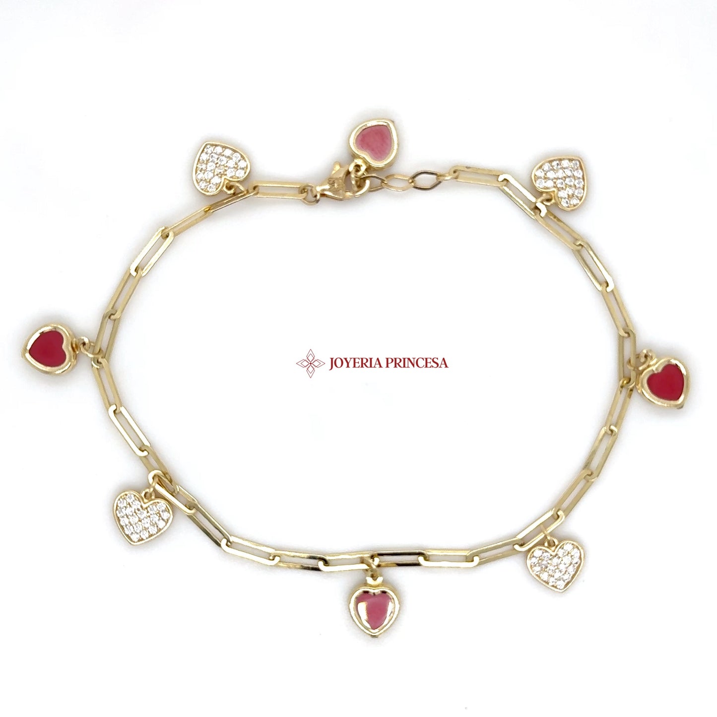 14K Gold Heart Charm Bracelet