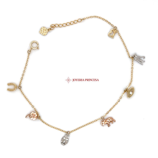 14K Charming Animal Pendant Bracelet