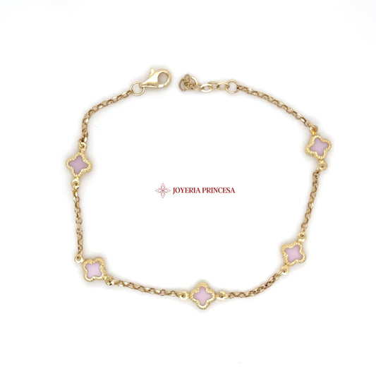 14K Elegant Floral Link Bracelet
