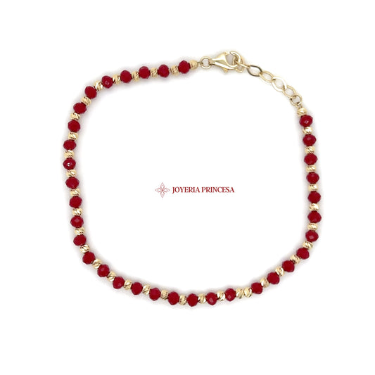 14K Elegant Ruby Red Bracelet