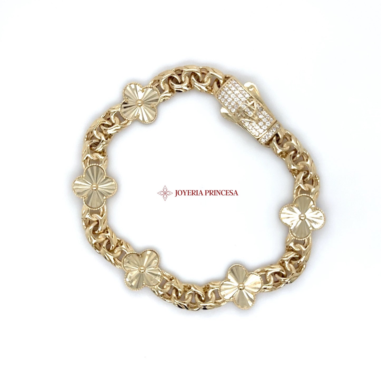 14K Floral Elegance Link Bracelet