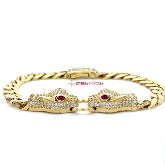 14K Enchanted Serpent Bracelet with Rubies