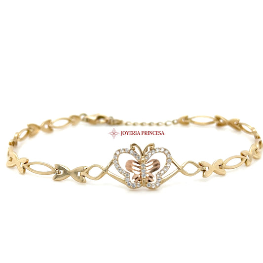 14K Elegant Butterfly Charm Bracelet