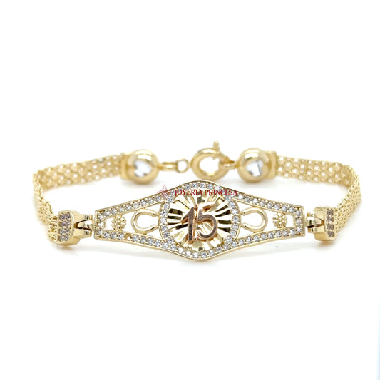 14K Elegant Quinceanera Anniversary Bracelet