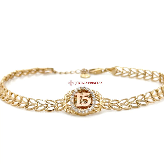 14K Elegant Golden Quinceanera Bracelet