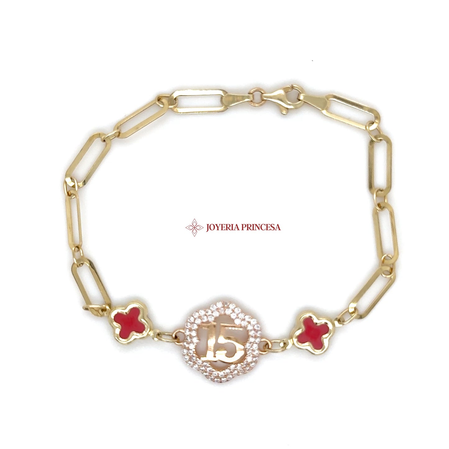 14K Golden Quinceanera Celebration Bracelet
