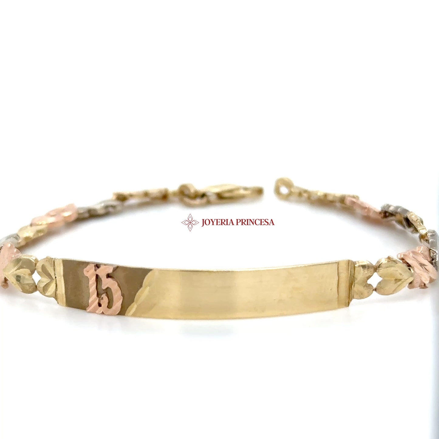14K Gold and Rose Quinceanera Accent Bracelet