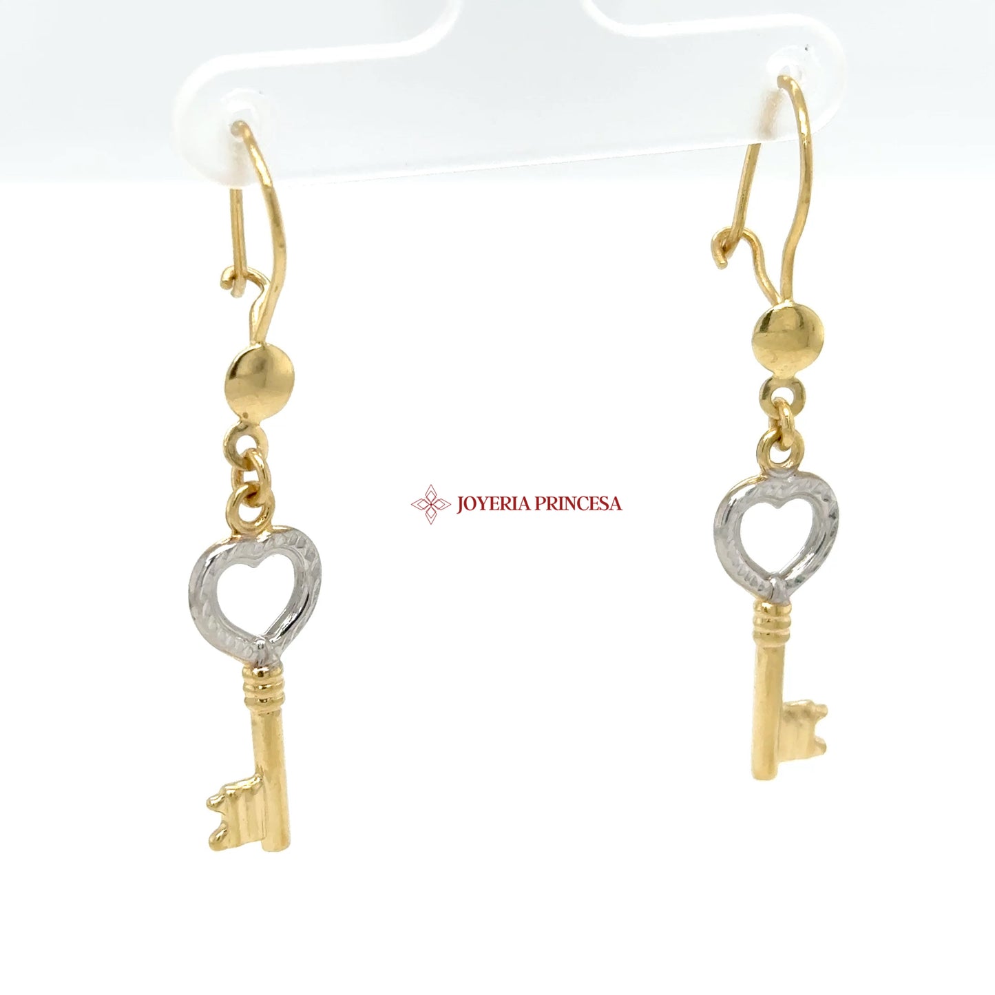 14K Two-Tone Key Dangle Earrings — UN-0705