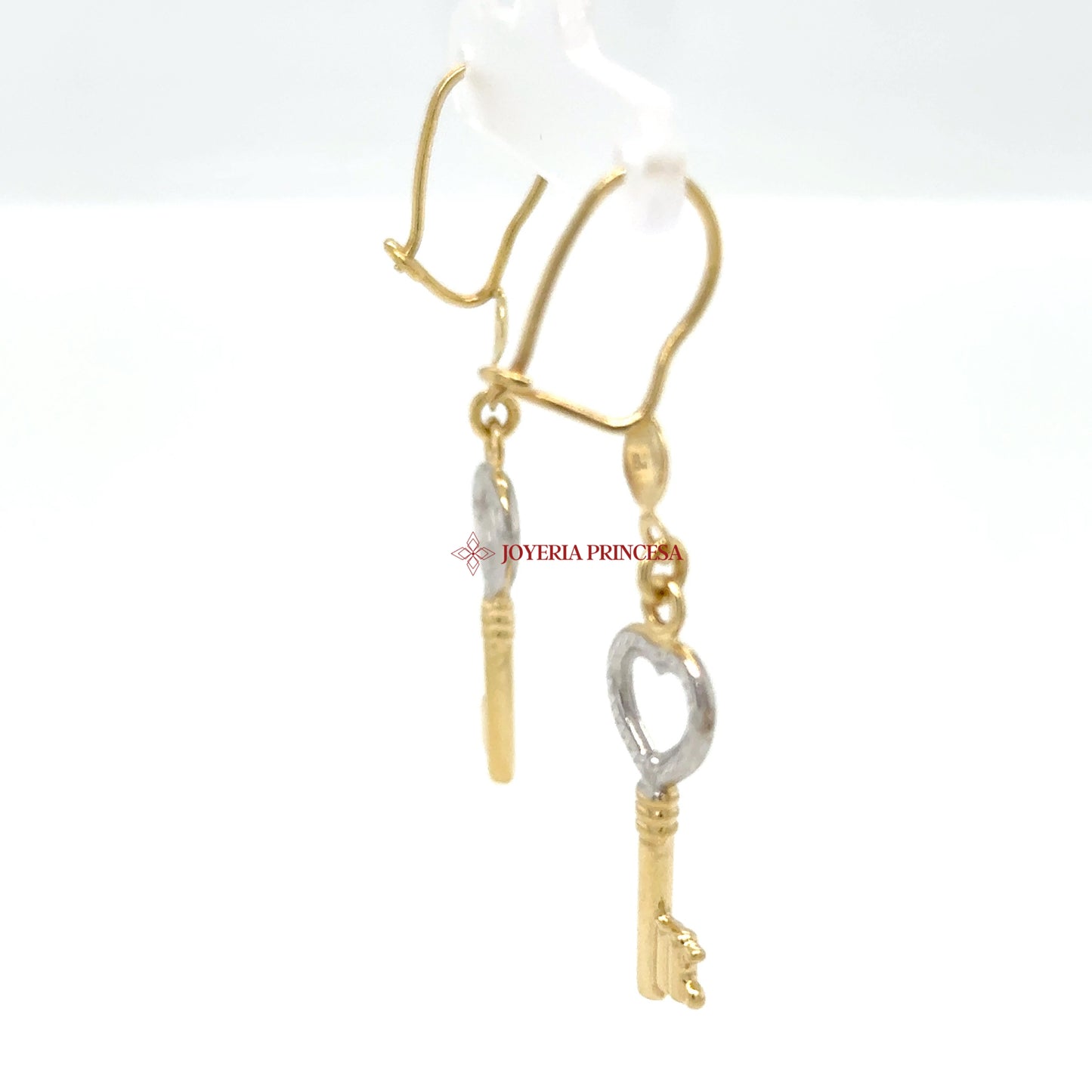 14K Two-Tone Key Dangle Earrings — UN-0705
