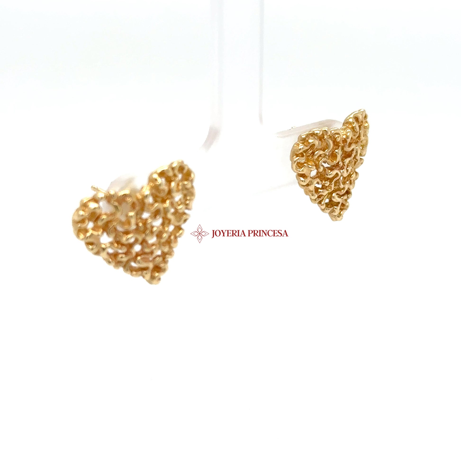 14K Yellow Gold Filigree Heart Earrings — UN-0708