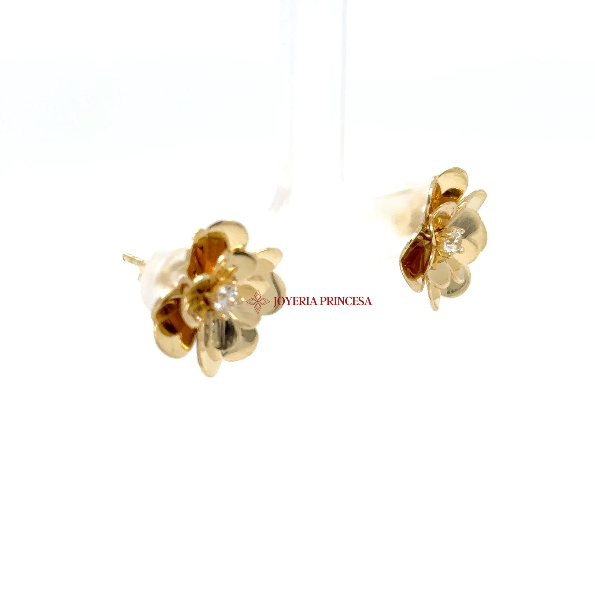 14K Yellow Gold Floral Diamond-Inspired Earrings — UN-0710