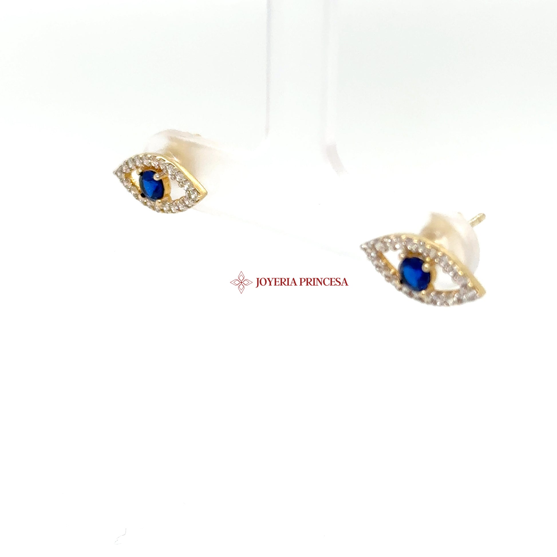 14K Gold Evil Eye Sapphire-Inspired Earrings — UN-0714