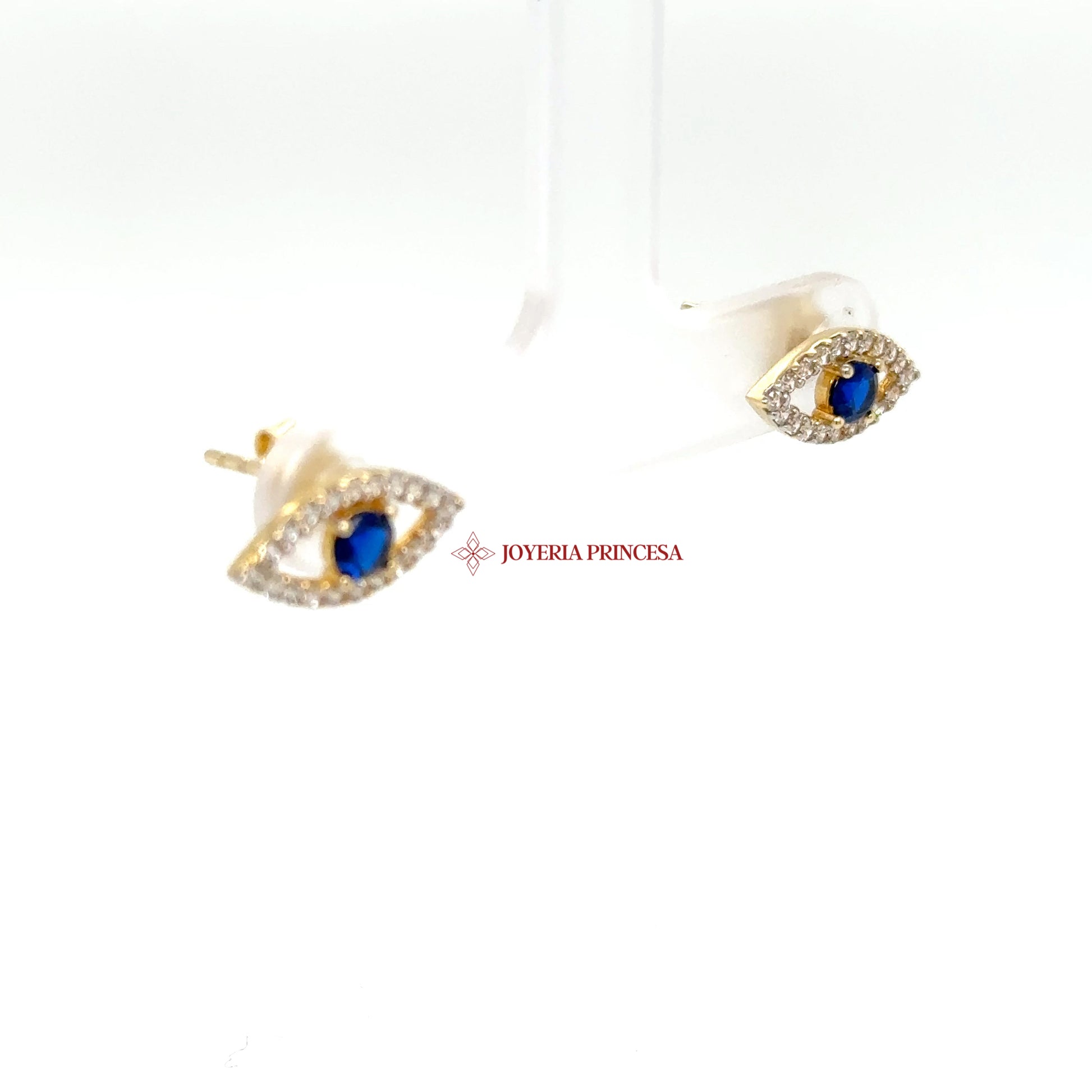 14K Gold Evil Eye Sapphire-Inspired Earrings — UN-0714