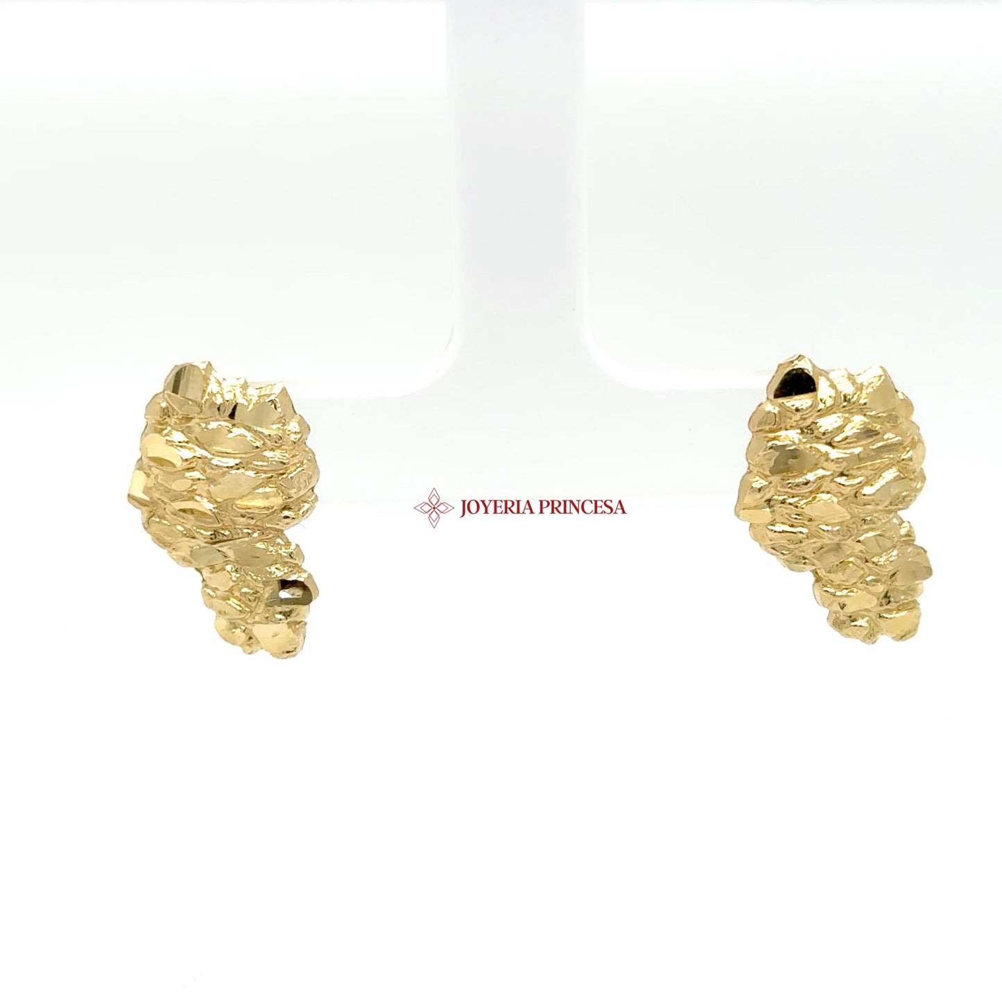 14K Yellow Gold Textured Nugget Stud Earrings — UN-0715