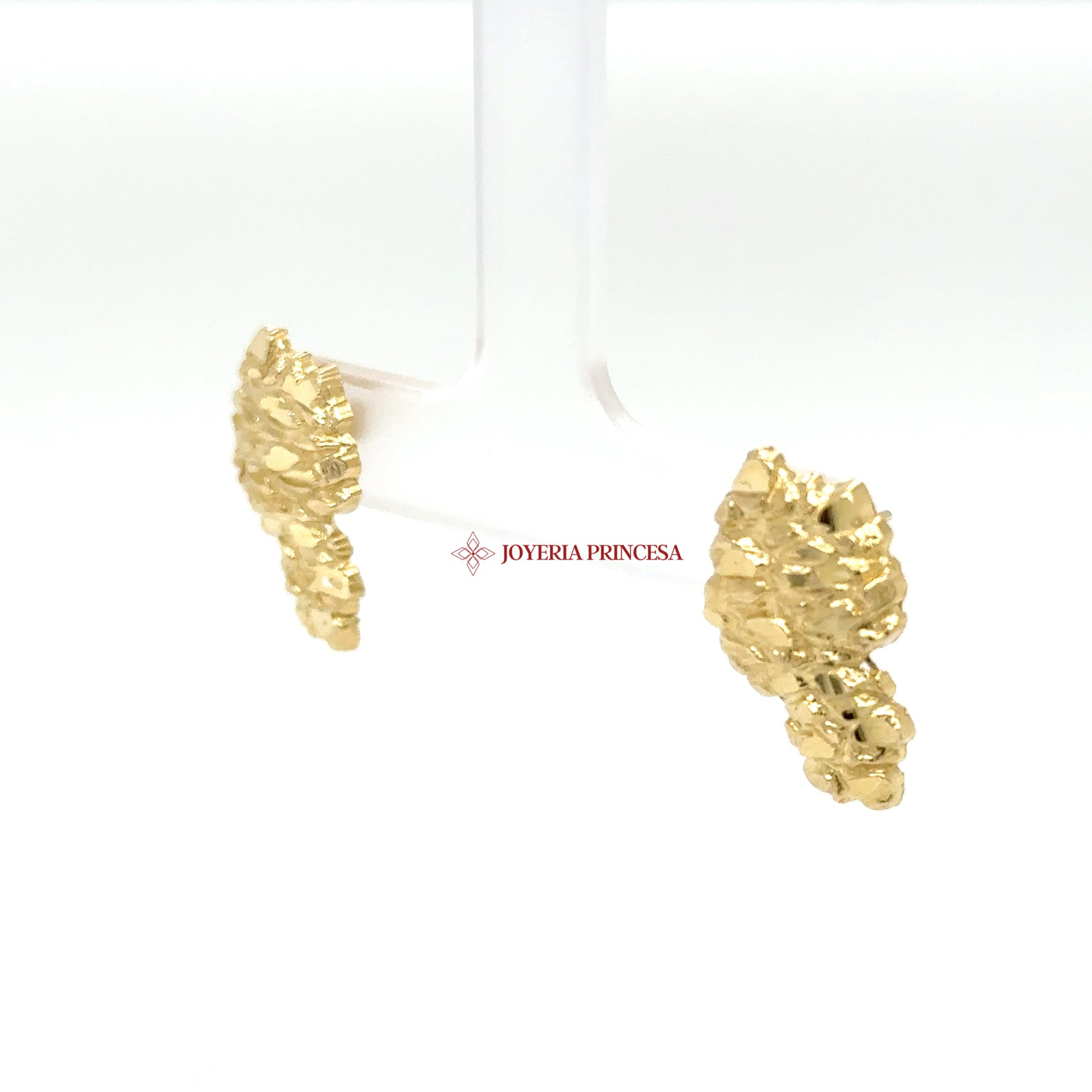 14K Yellow Gold Textured Nugget Stud Earrings — UN-0715