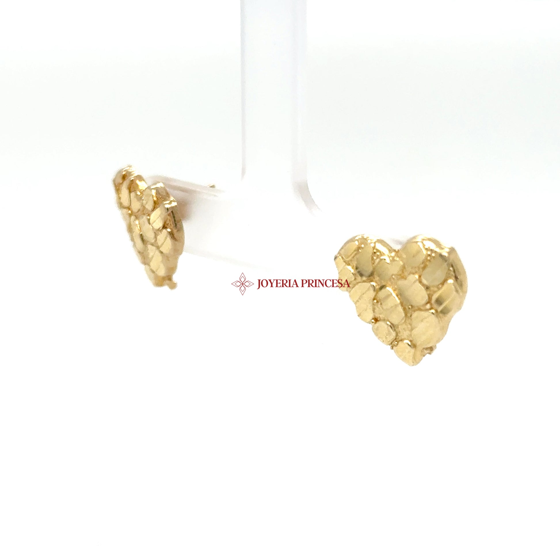 14K Yellow Gold Heart Nugget Stud Earrings — UN-0716