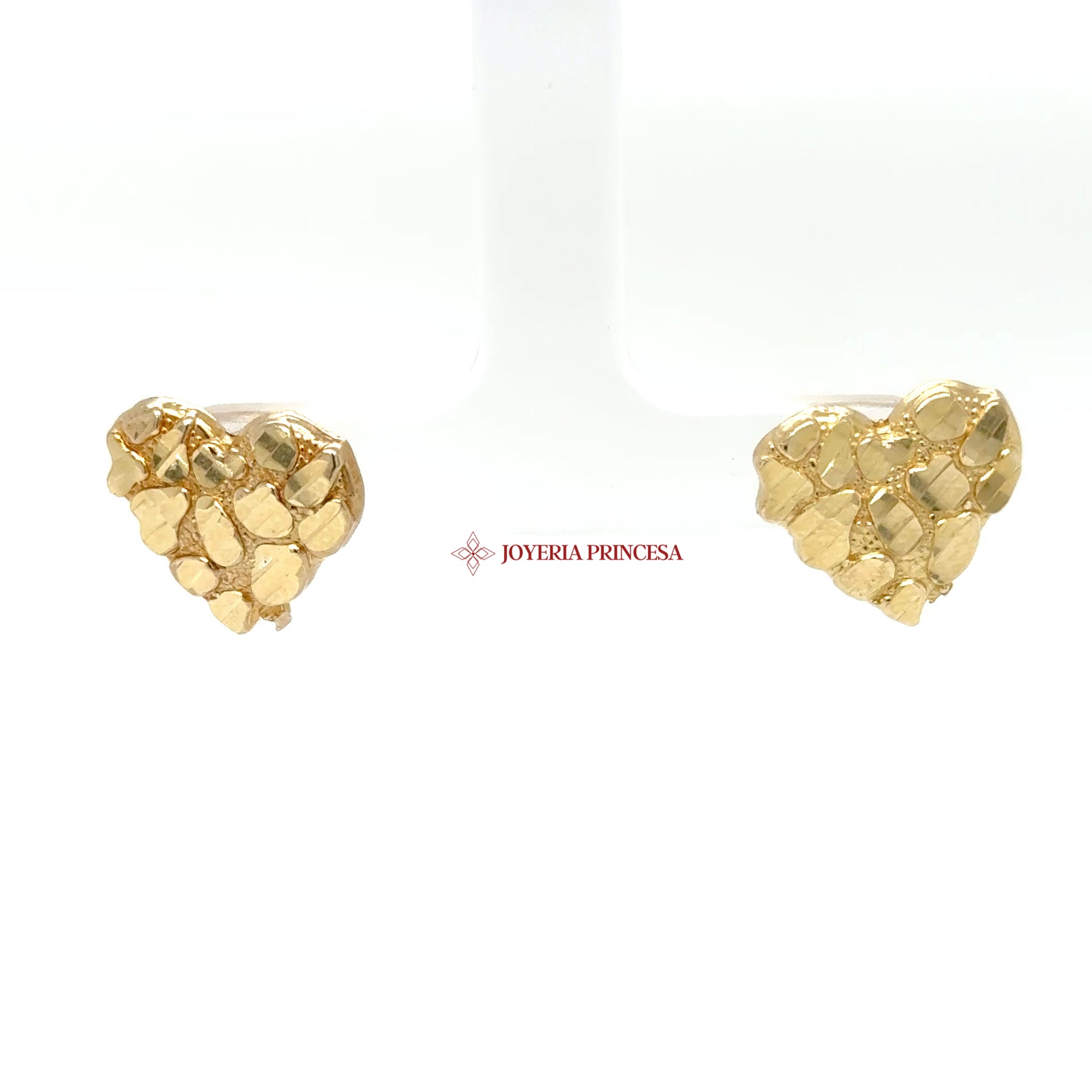 14K Yellow Gold Heart Nugget Stud Earrings — UN-0716