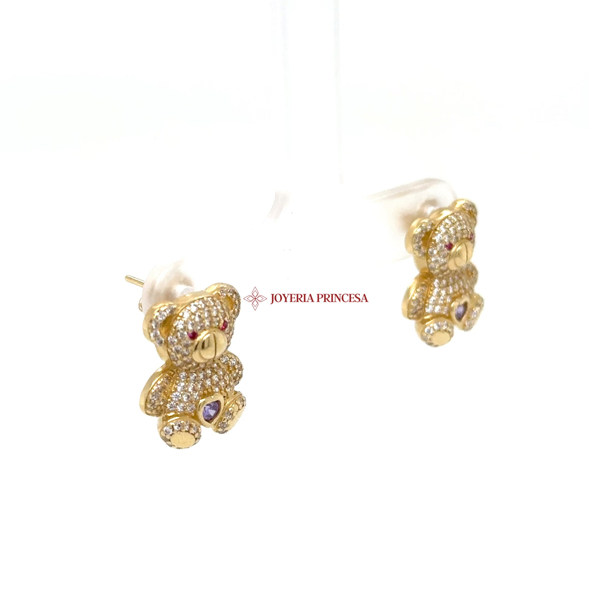 14K Gold Teddy Bear Diamond-Inspired Earrings — UN-0718
