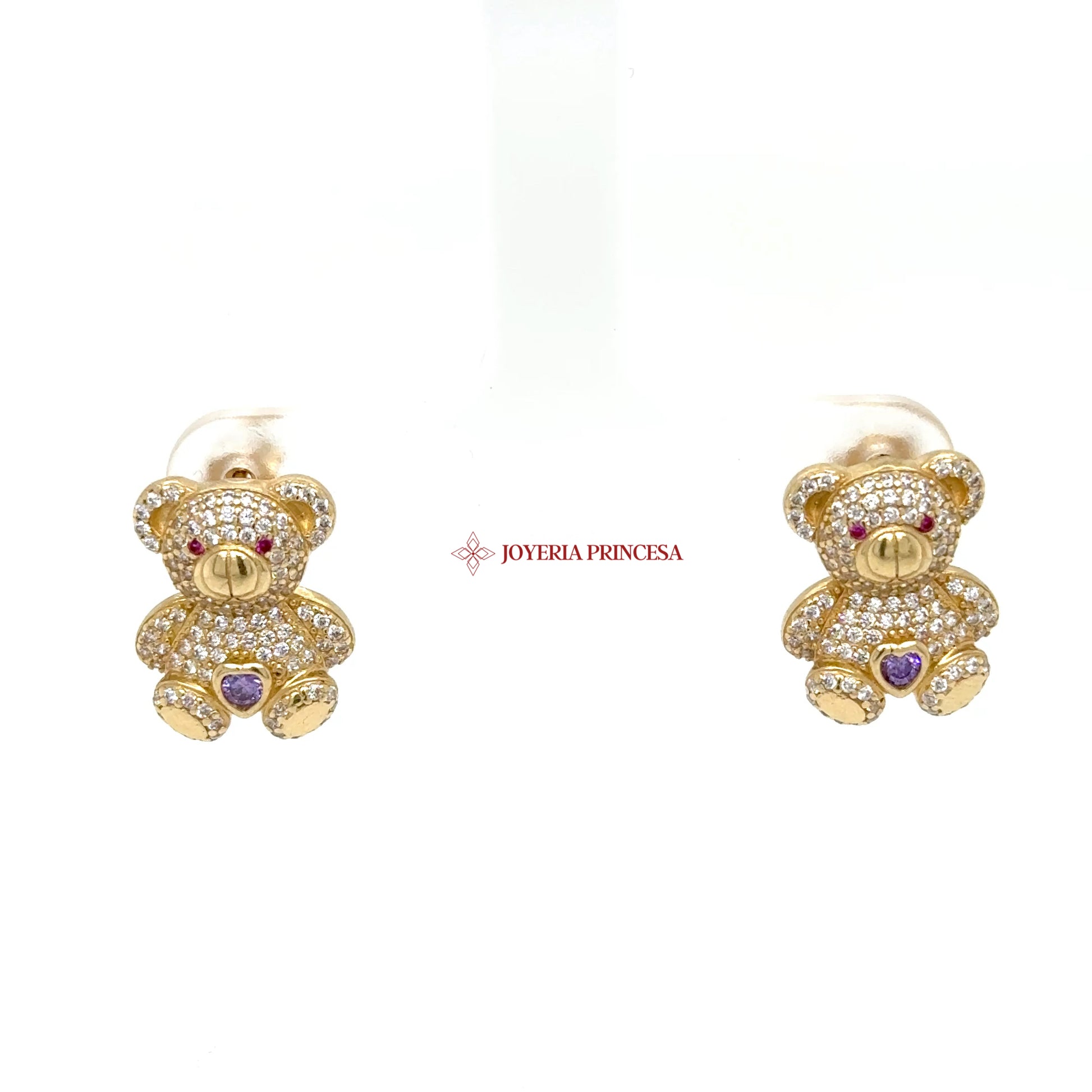 14K Gold Teddy Bear Diamond-Inspired Earrings — UN-0718