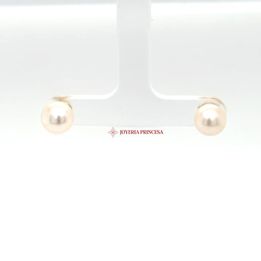 14K Yellow Gold Pearl Stud Earrings