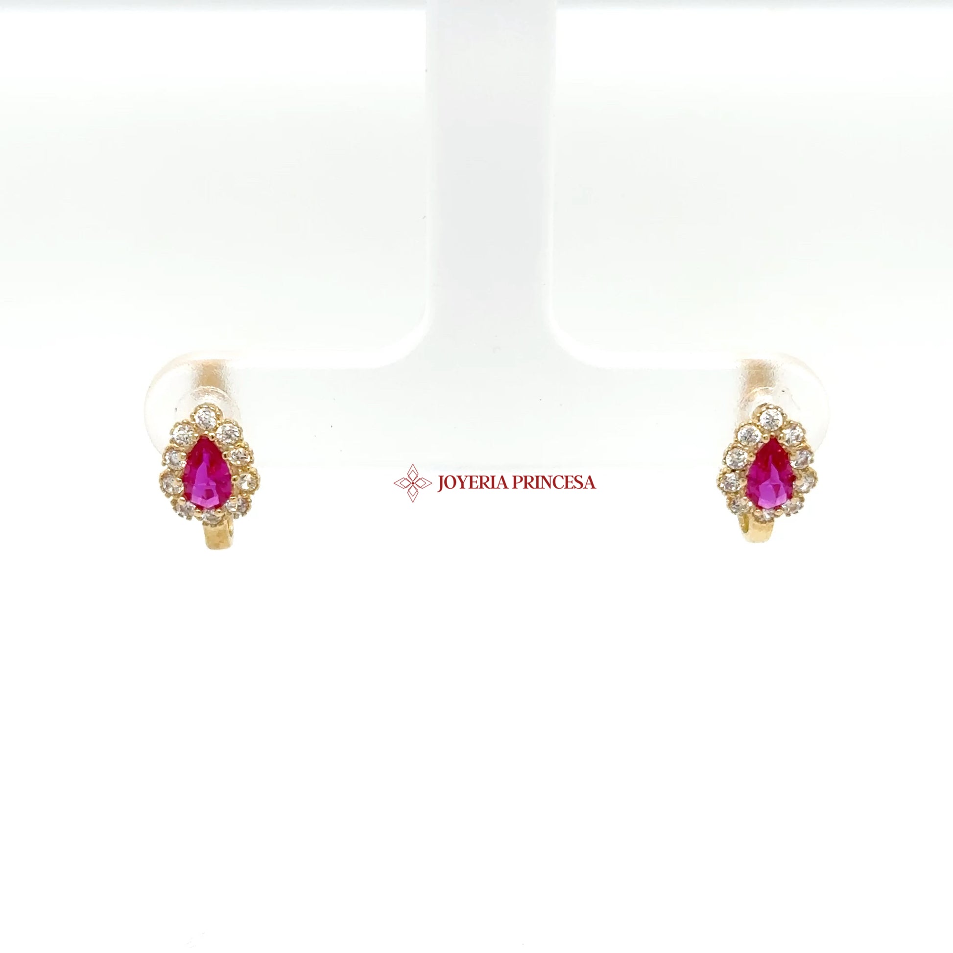 14K Gold Teardrop Ruby-Inspired Earrings — UN-0720
