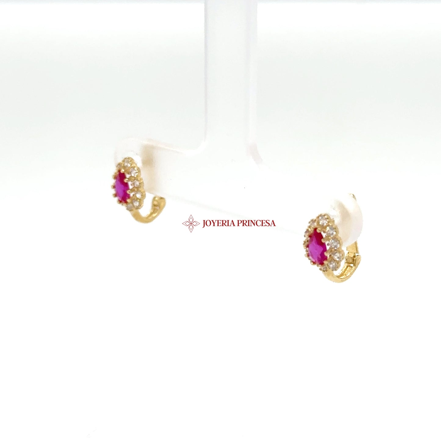 14K Gold Teardrop Ruby-Inspired Earrings — UN-0720