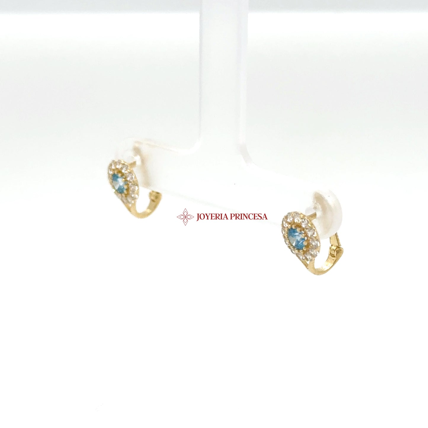 14K Gold Round Blue Topaz-Inspired Earrings — UN-0721