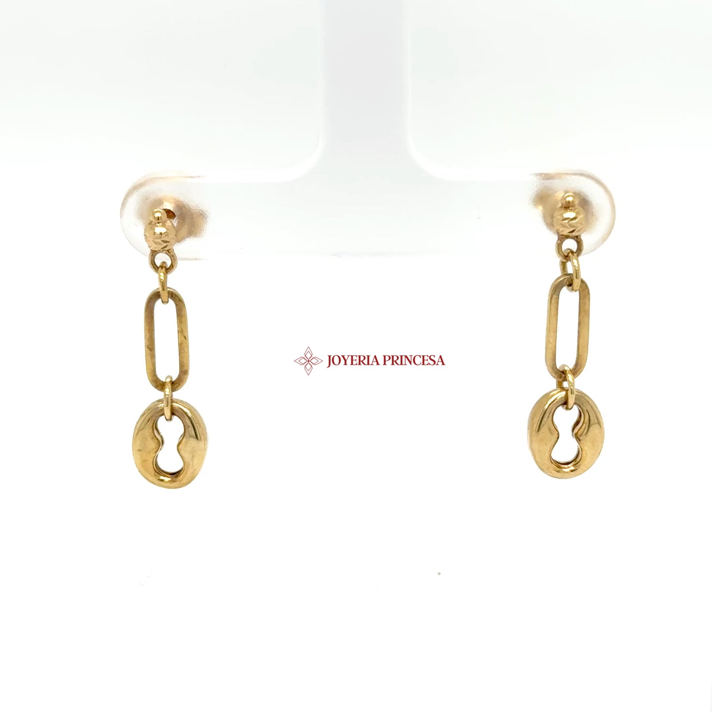 14K Yellow Gold Modern Chain Dangle Earrings — UN-0725