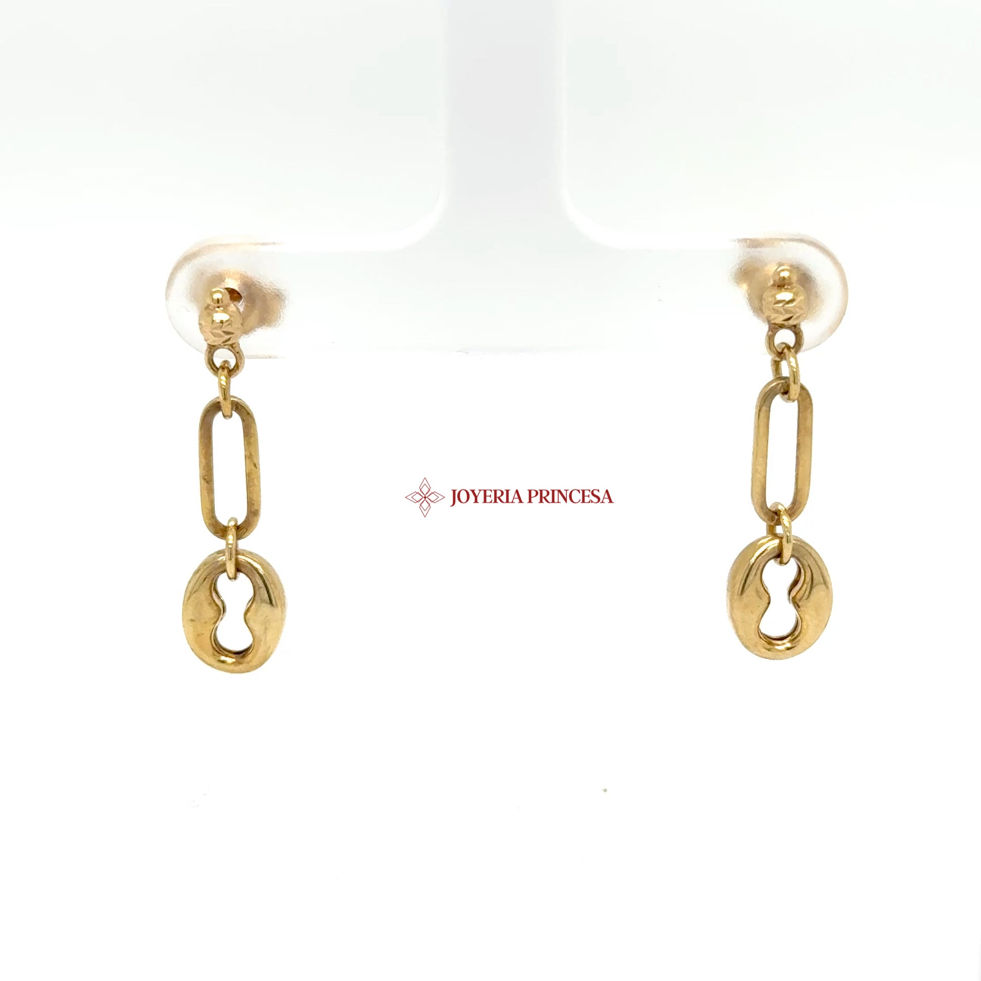 14K Yellow Gold Modern Chain Dangle Earrings — UN-0725