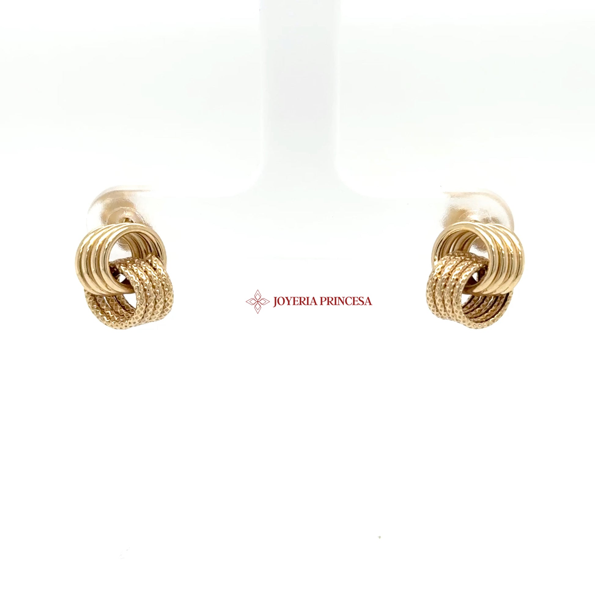 14K Gold Textured Knot Earrings — UN-0727