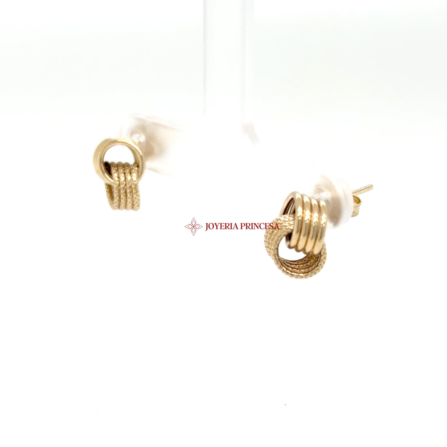 14K Gold Textured Knot Earrings — UN-0727