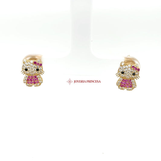 14K Gold Hello Kitty Diamond-Inspired Earrings