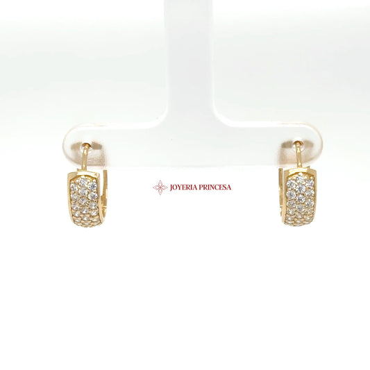 14K Gold Huggie Earrings with Cubic Zirconias (UN-0757)