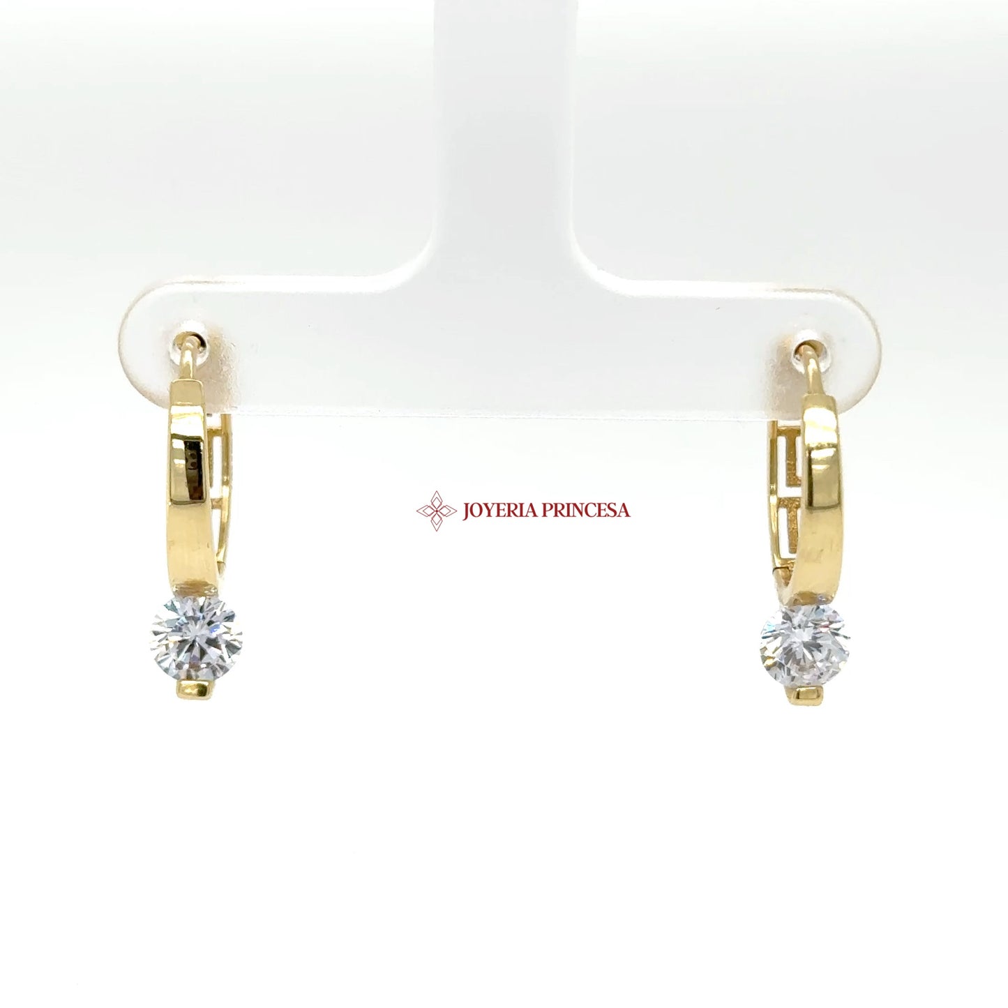 14K Huggie Earrings with CZ Stones