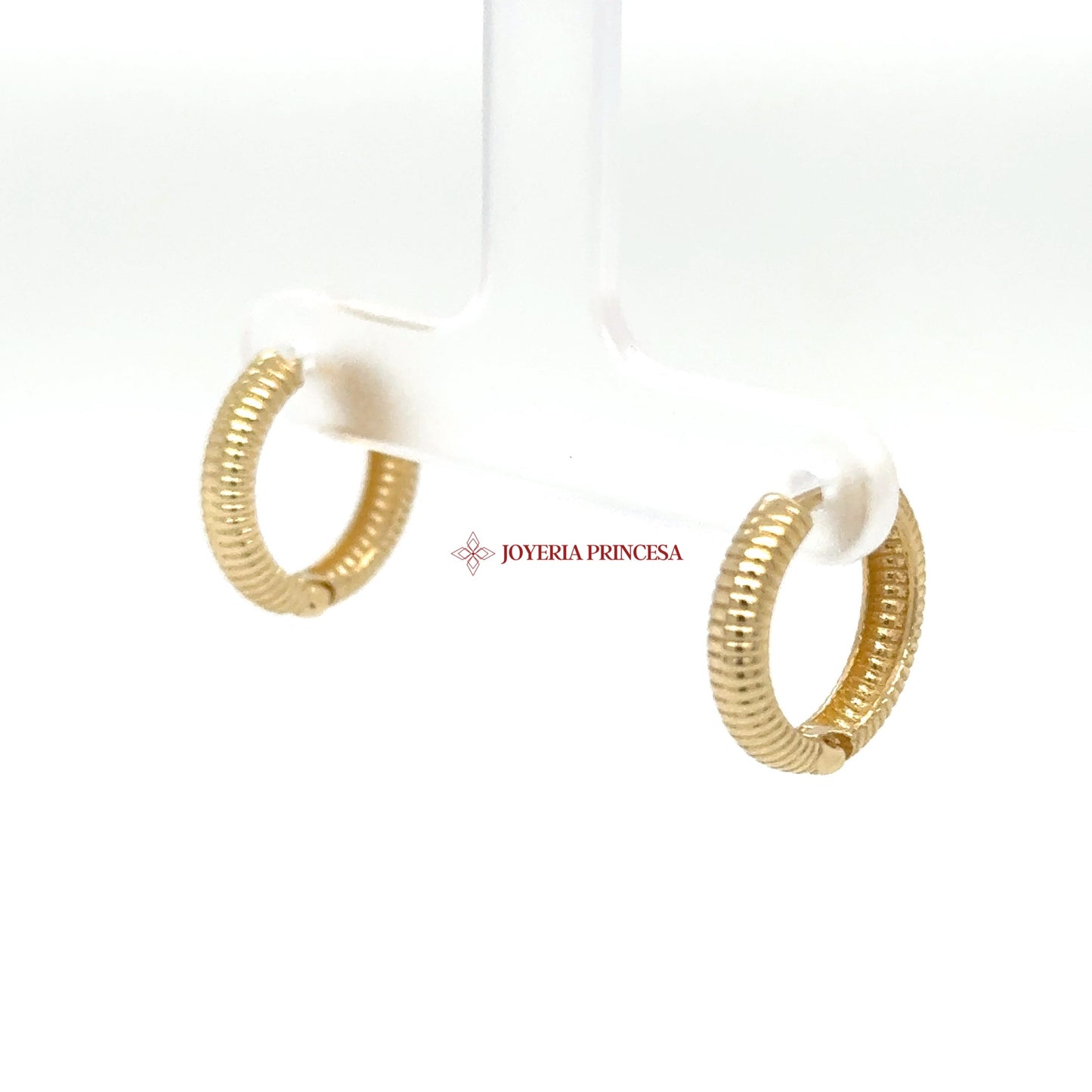 14K Gold Textured Huggie Earrings (UN-0879)