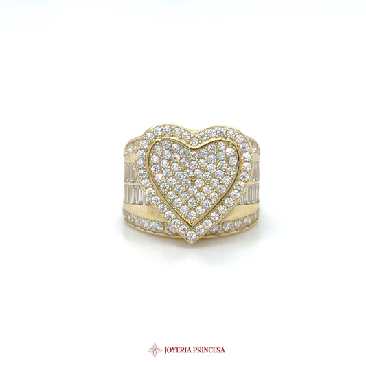 14K Gold Heart Shaped Ring with CZ Stones