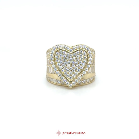 14K Gold Heart Shaped Ring with CZ Stones (UN-0925)