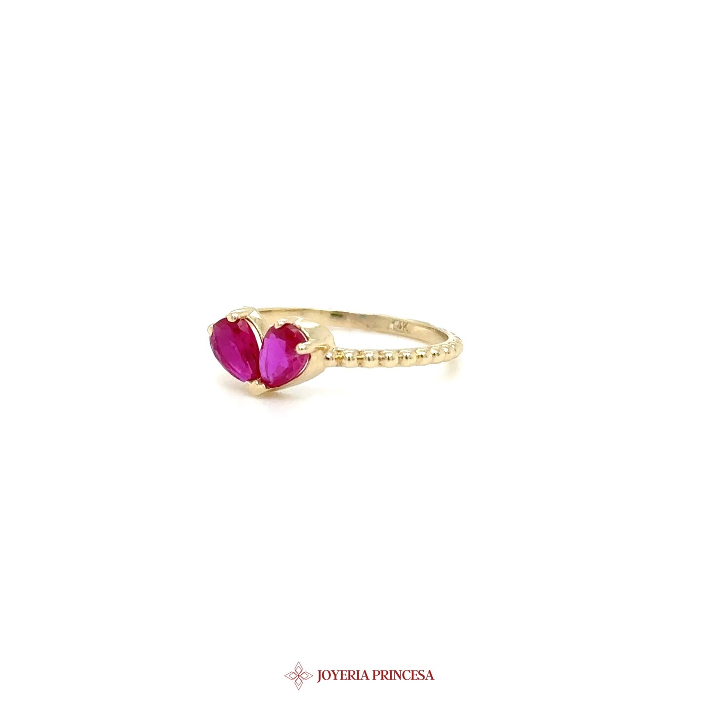 14K Gold Double Petal Ruby Ring