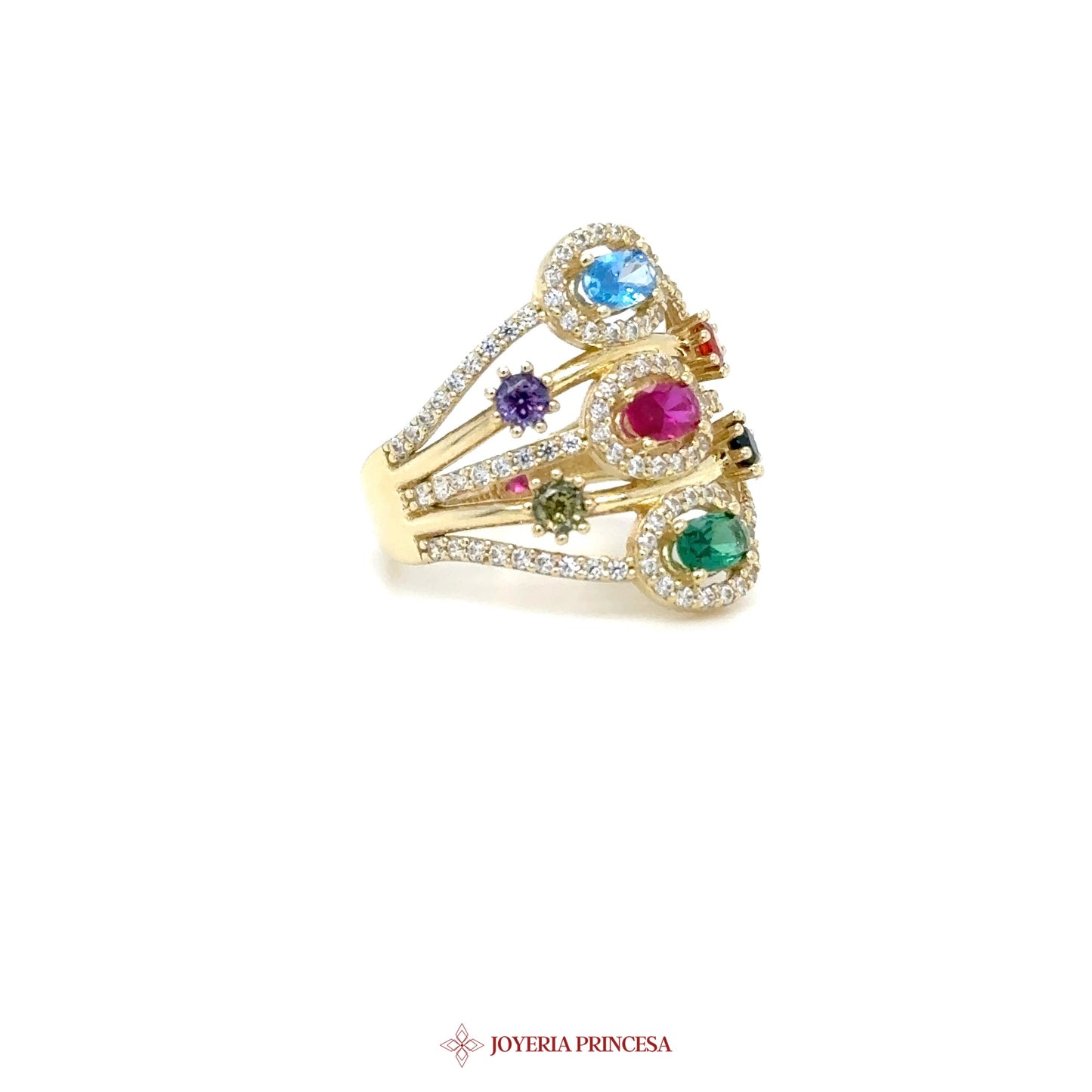 14K Multi-Stone Colorful Cocktail Ring