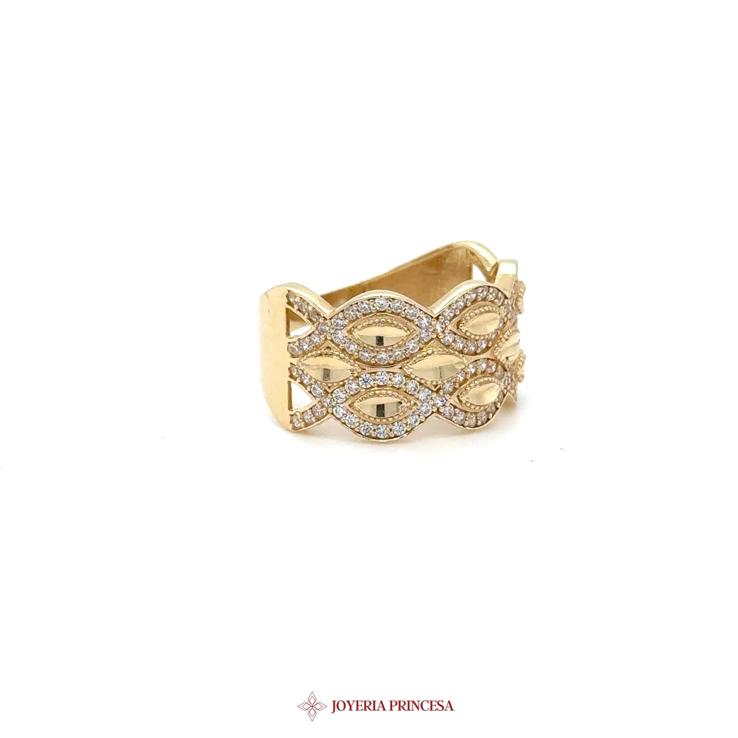 14K Gold Infinity Motif Ring with CZ Stones (UN-0956)
