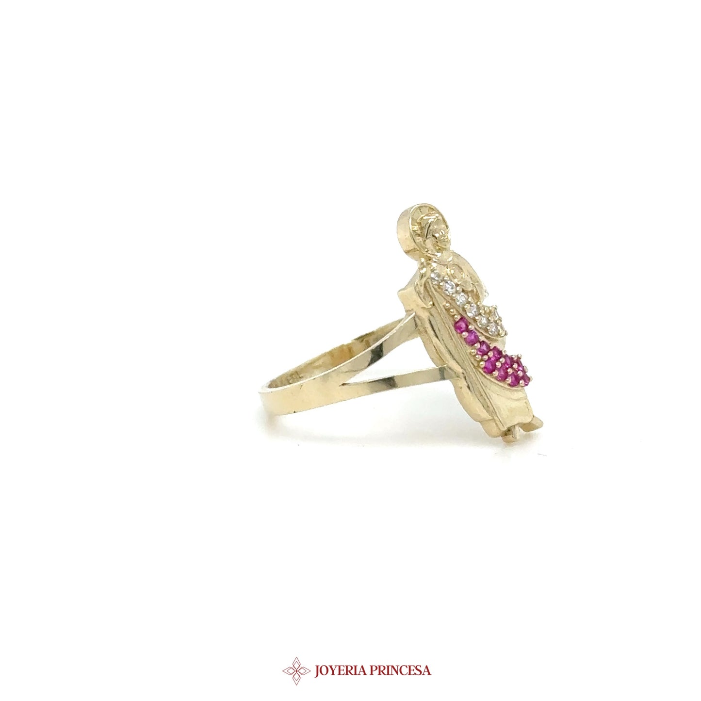 10K Gold Saint Ring with Ruby and CZ Accents