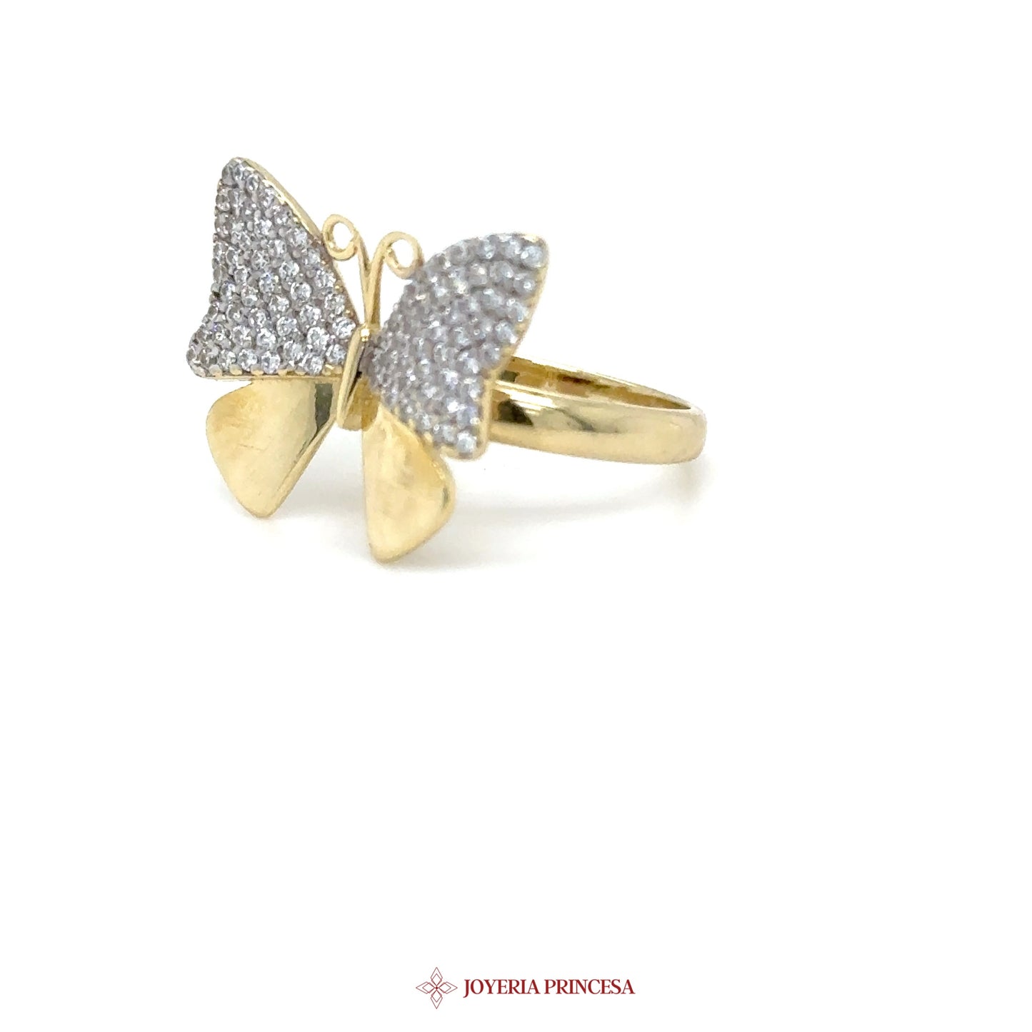 14K Butterfly Stud Earrings with CZ Stones