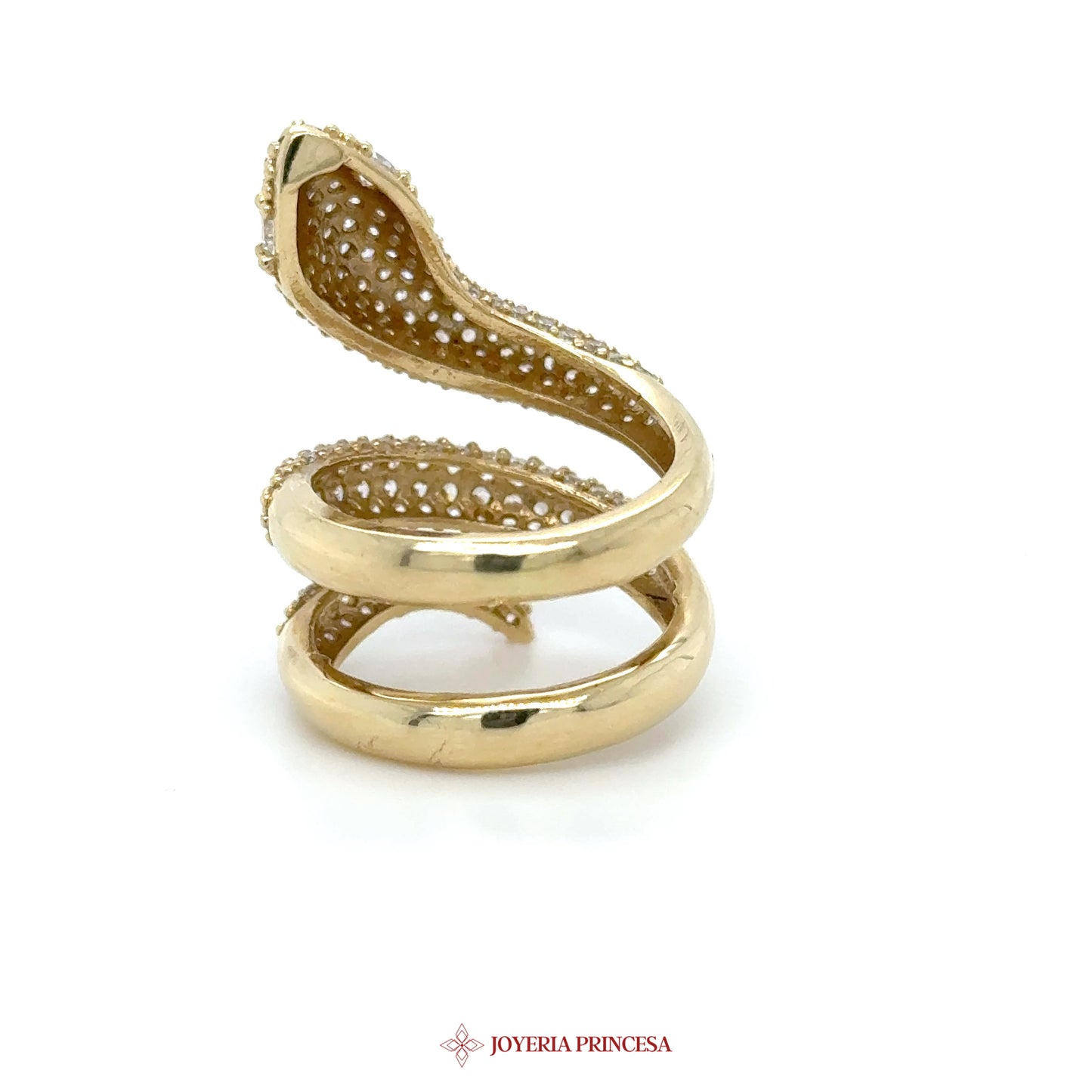14K Gold Snake Wrap Ring with CZ Stones