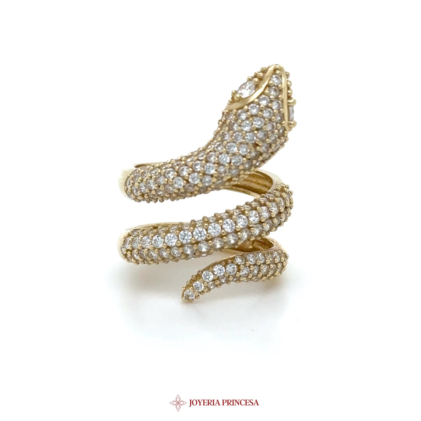 14K Gold Snake Wrap Ring with CZ Stones