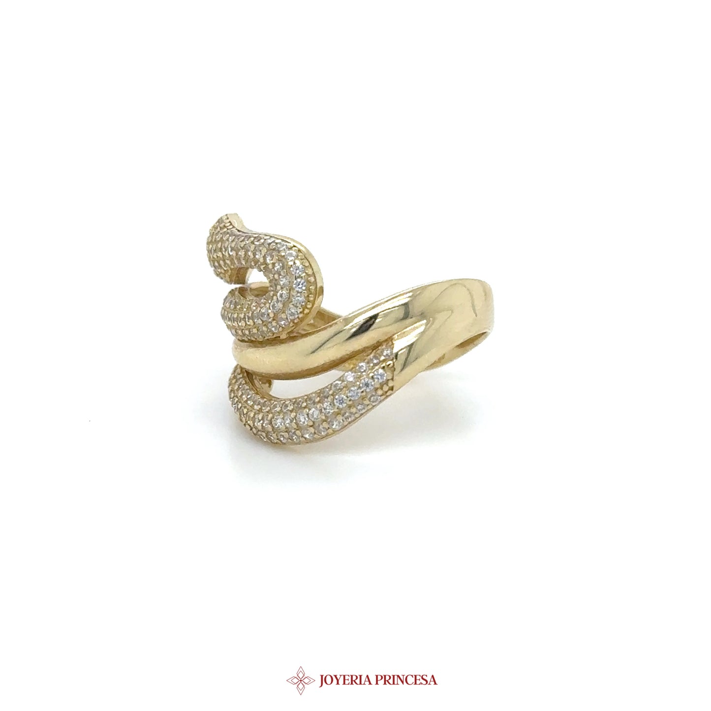 14K Gold Snake Wrap Ring with CZ and Ruby Accent